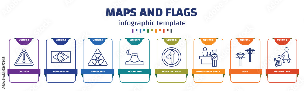 Poster infographic template with icons and 8 options or steps. infographic for maps and flags concept. incl
