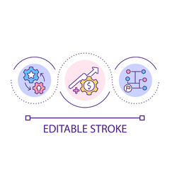 Technology integration to increase profit loop concept icon. Online business success. Digitalization abstract idea thin line illustration. Isolated outline drawing. Editable stroke. Arial font used