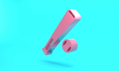 Pink Baseball bat with ball icon isolated on turquoise blue background. Minimalism concept. 3D render illustration