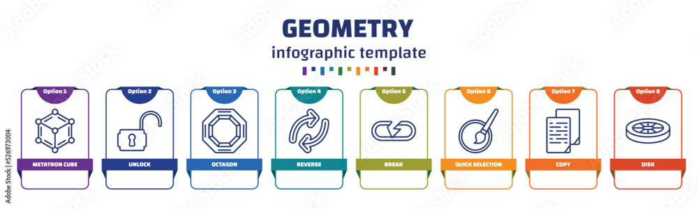 Poster infographic template with icons and 8 options or steps. infographic for geometry concept. included m