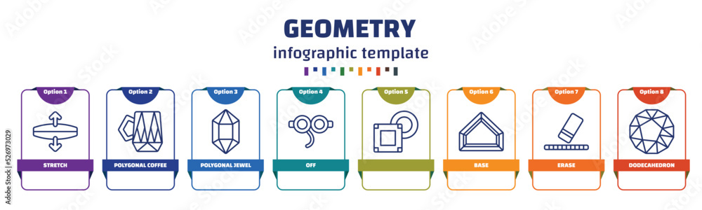 Poster infographic template with icons and 8 options or steps. infographic for geometry concept. included s