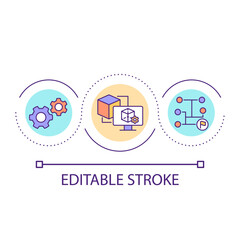 Software for engineers loop concept icon. Digital projects development. Technology integration abstract idea thin line illustration. Isolated outline drawing. Editable stroke. Arial font used