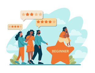 Beginner or newbie concept. New employee starting a career, project or task.