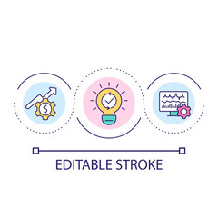 Alternative methods to get profit loop concept icon. Business innovation. Creative thinking abstract idea thin line illustration. Isolated outline drawing. Editable stroke. Arial font used