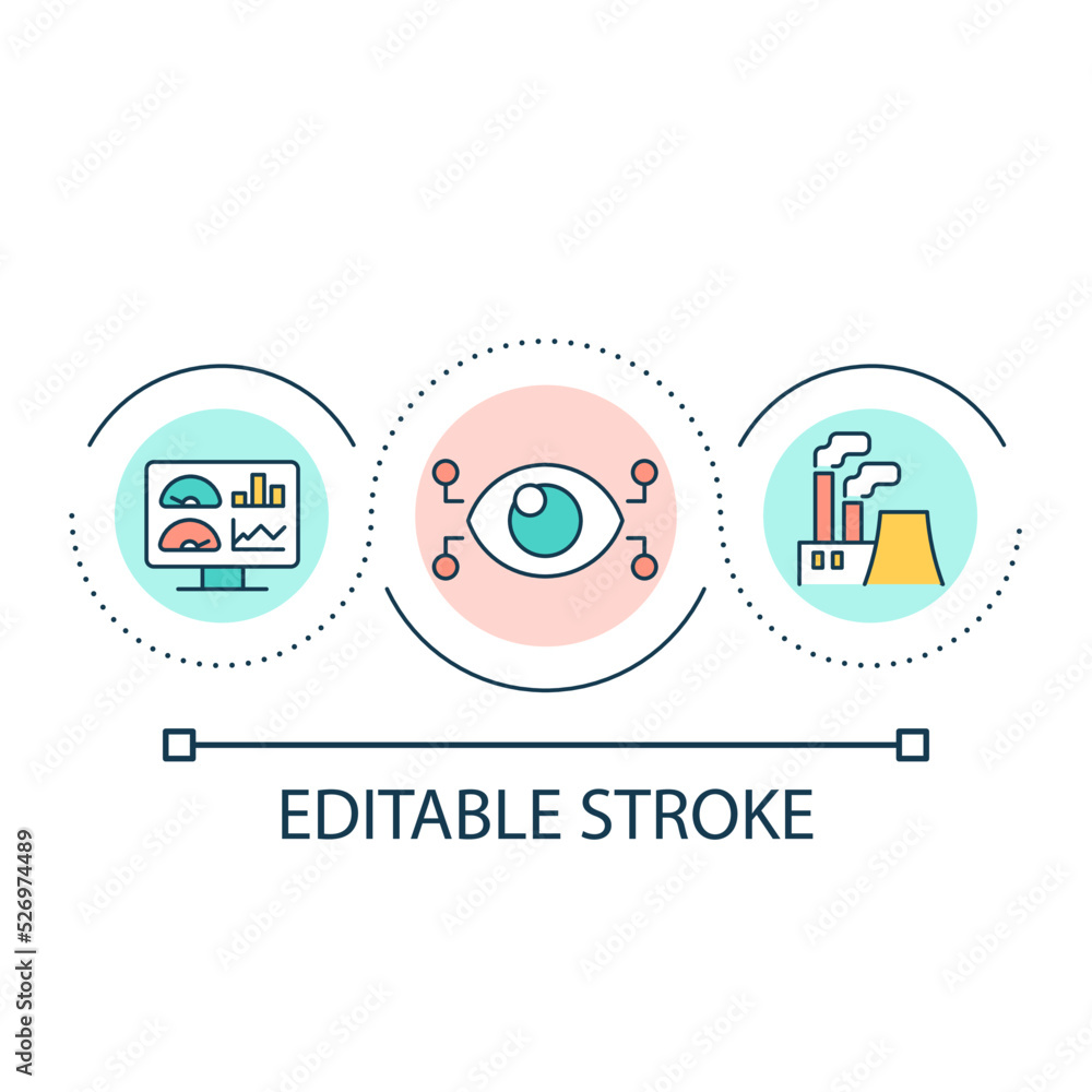 Poster digital control of air pollution loop concept icon. reduce dangerous emissions. environment abstract