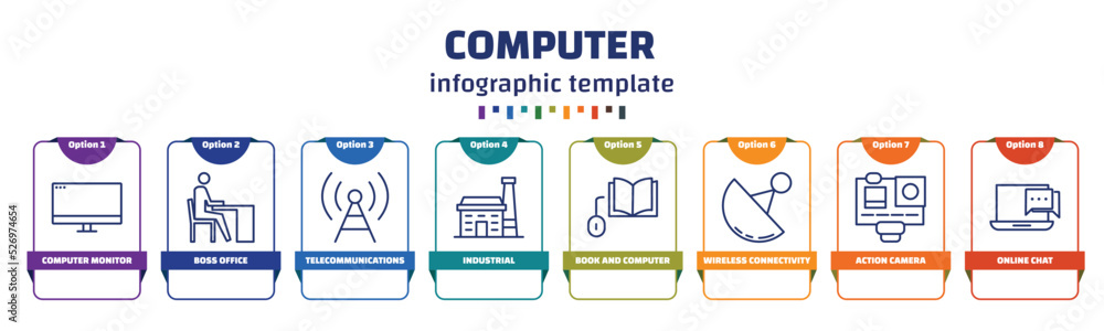 Aufkleber infographic template with icons and 8 options or steps. infographic for computer concept. included c