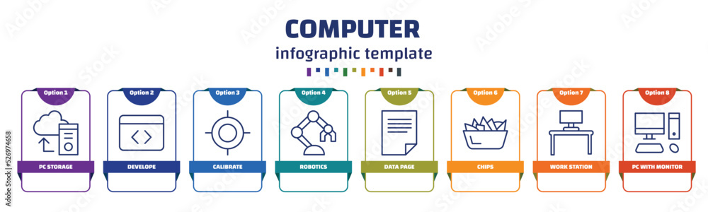 Poster infographic template with icons and 8 options or steps. infographic for computer concept. included p
