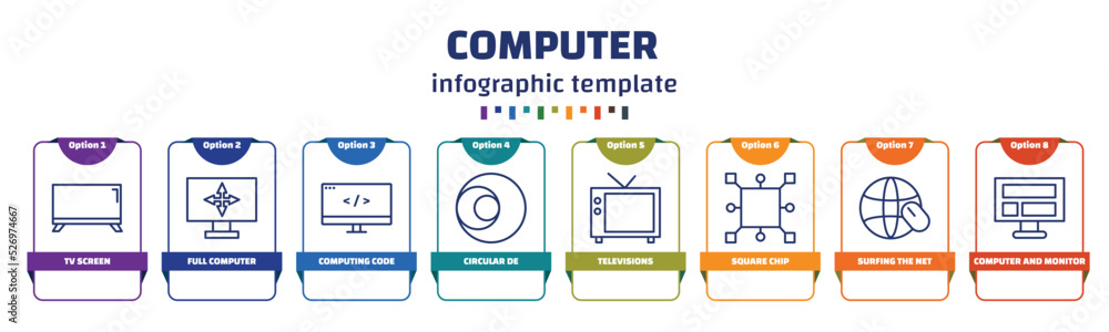 Poster infographic template with icons and 8 options or steps. infographic for computer concept. included t