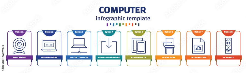 Poster infographic template with icons and 8 options or steps. infographic for computer concept. included w