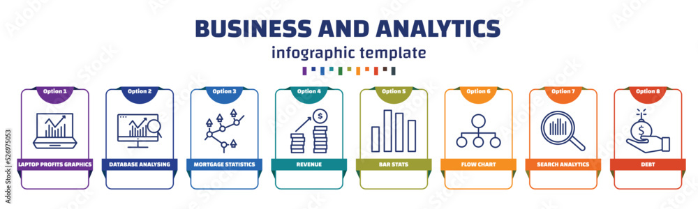 Poster infographic template with icons and 8 options or steps. infographic for business and analytics conce