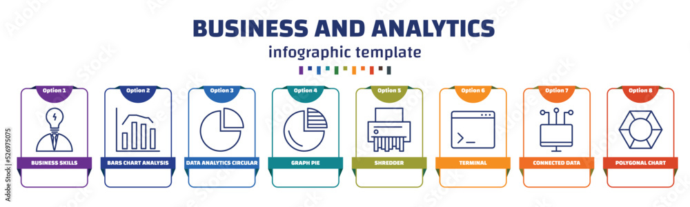 Poster infographic template with icons and 8 options or steps. infographic for business and analytics conce