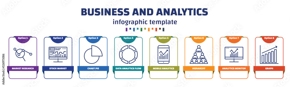 Poster infographic template with icons and 8 options or steps. infographic for business and analytics conce