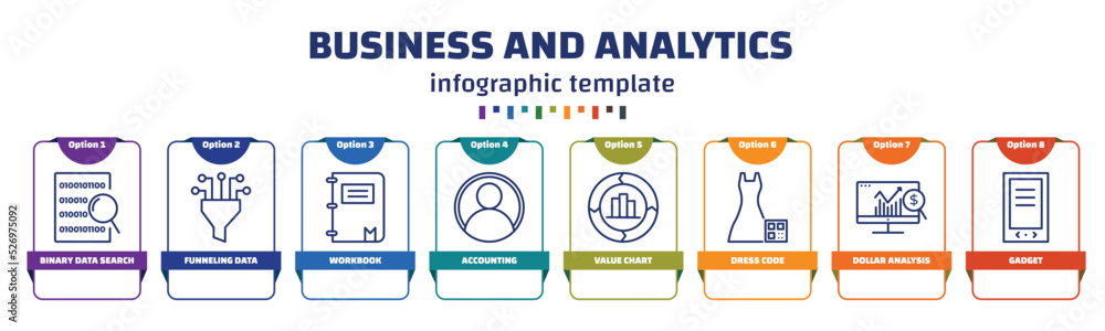 Poster infographic template with icons and 8 options or steps. infographic for business and analytics conce