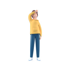 Fototapeta premium Worried Man. 3D Illustration