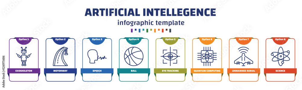 Poster infographic template with icons and 8 options or steps. infographic for artificial intellegence conc