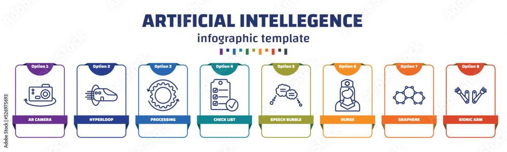 Poster infographic template with icons and 8 options or steps. infographic for artificial intellegence conc