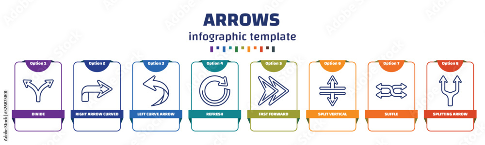 Poster infographic template with icons and 8 options or steps. infographic for arrows concept. included div