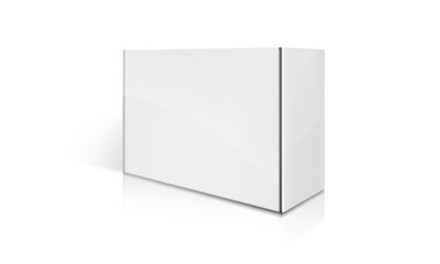 White gift box mockup vector illustration. Package mockup. Branding box for any design.