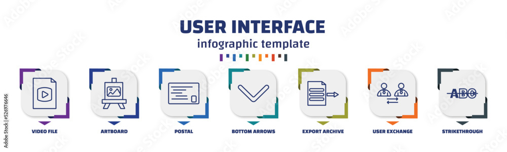 Aufkleber infographic template with icons and 7 options or steps. infographic for user interface concept. incl