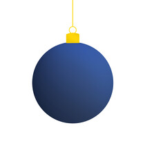 Hanging blue christmas ball isolated on white background