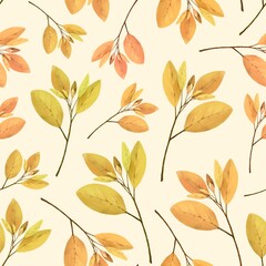 Obraz premium seamless pattern with autumn leaves. drawn by hand. elegant design for printing wrapping paper, textiles, fabrics, wallpapers.