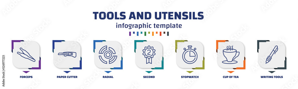 Poster infographic template with icons and 7 options or steps. infographic for tools and utensils concept. 