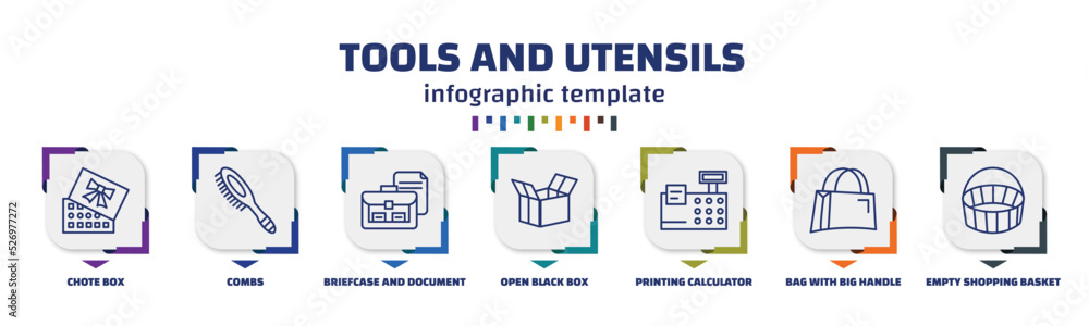 Poster infographic template with icons and 7 options or steps. infographic for tools and utensils concept. 