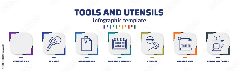 Poster infographic template with icons and 7 options or steps. infographic for tools and utensils concept. 