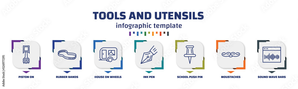 Poster infographic template with icons and 7 options or steps. infographic for tools and utensils concept. 