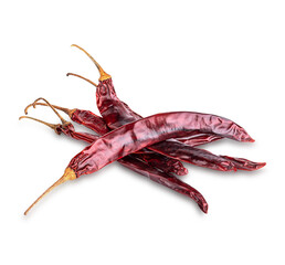 Dried red chili or chilli cayenne pepper isolated on transparent background. (.PNG)