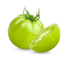 Fresh green tomatoes on transparent background. (.PNG)