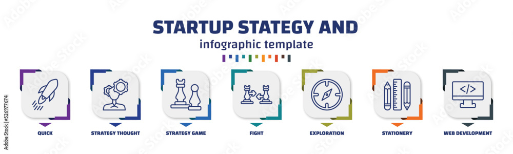 Poster infographic template with icons and 7 options or steps. infographic for startup stategy and concept.