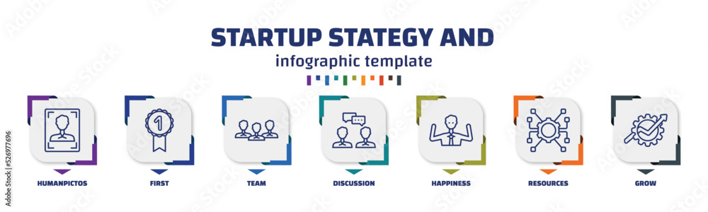 Poster infographic template with icons and 7 options or steps. infographic for startup stategy and concept.