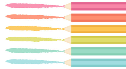 Vector illustration of colorful pencils with stripes isolated on a white background. School illustration, back to school.