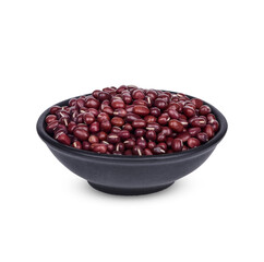 Red bean seeds in a black cup isolated on transparent background. (.PNG)