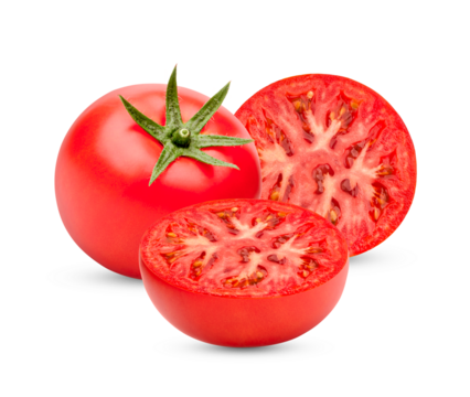 Fresh tomatoes isolated on transparent background. (.PNG)