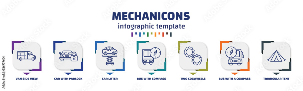Poster infographic template with icons and 7 options or steps. infographic for mechanicons concept. include