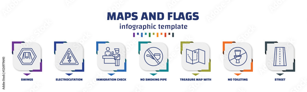 Poster infographic template with icons and 7 options or steps. infographic for maps and flags concept. incl