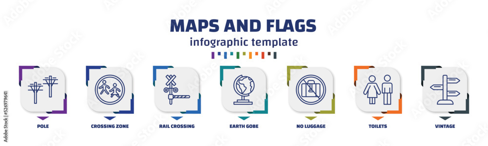 Poster infographic template with icons and 7 options or steps. infographic for maps and flags concept. incl