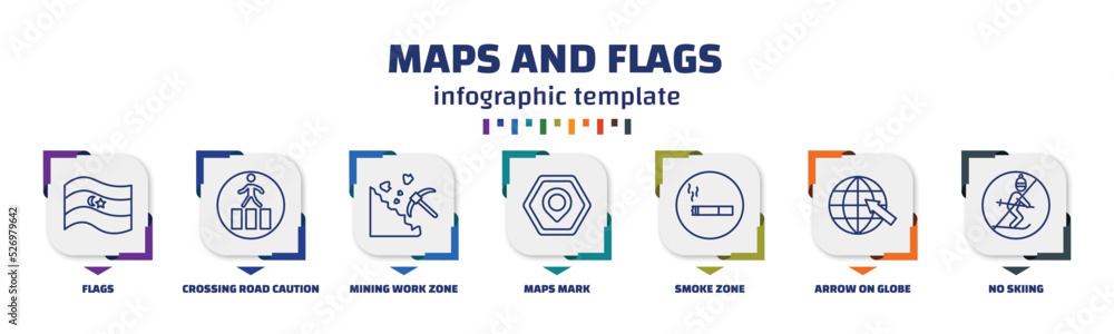 Poster infographic template with icons and 7 options or steps. infographic for maps and flags concept. incl