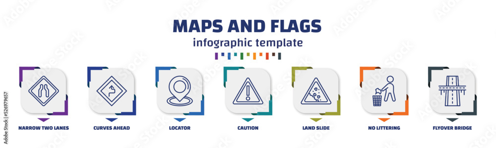 Poster infographic template with icons and 7 options or steps. infographic for maps and flags concept. incl