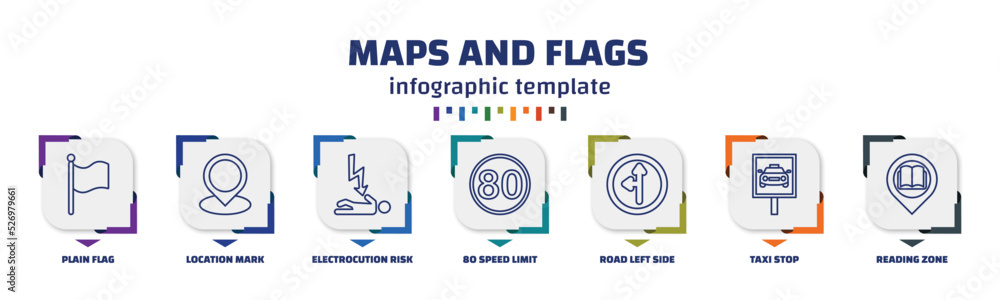 Poster infographic template with icons and 7 options or steps. infographic for maps and flags concept. incl