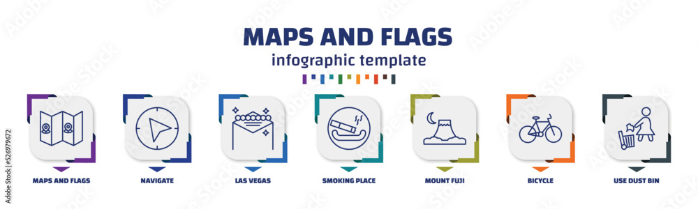 Poster infographic template with icons and 7 options or steps. infographic for maps and flags concept. incl