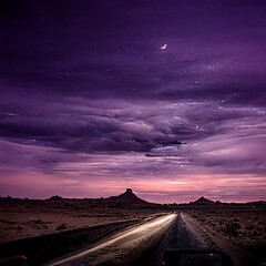 Purple Sky and Road Art