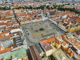 Czechia. Ceske Budejovice Aerial View. Old Town and City Center. Europe. České Budějovice town, Czech Republic. Europe. 