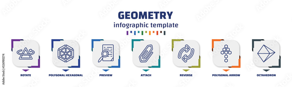 Poster infographic template with icons and 7 options or steps. infographic for geometry concept. included r