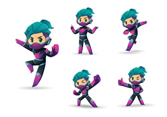 Purple Green Blue little Super Hero Boy Mascot Character Set © Warittanun