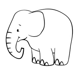 Elephant. Element for coloring page. Cartoon style.