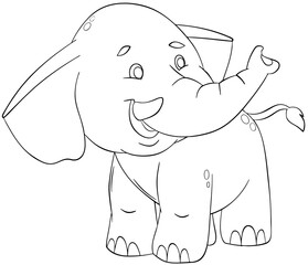 Elephant. Element for coloring page. Cartoon style.