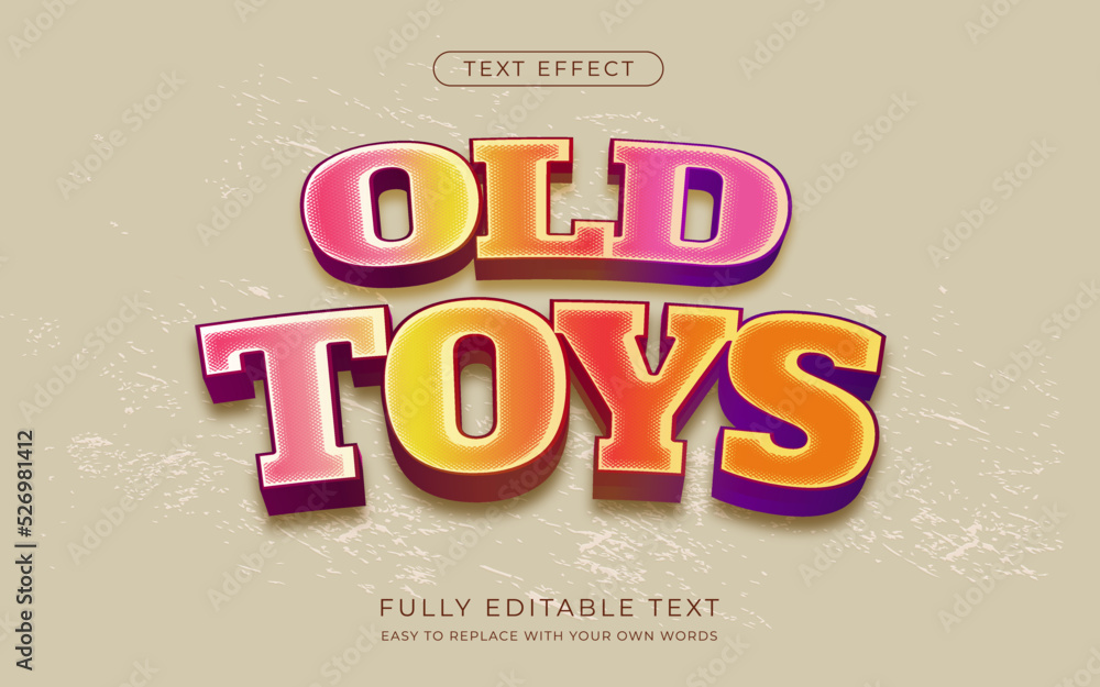 Poster editable text effect multicolored old retro style